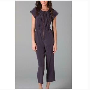 See by Chloe Silk Zip Front Jumpsuit 8 Eggplant Dusty Purple